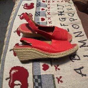 Clarks Red Espadrille Slingback Sandals